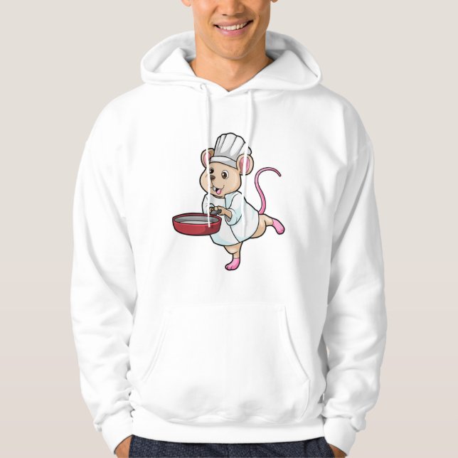 Rat as Cook with Pan & Cooking hat Hoodie (Front)