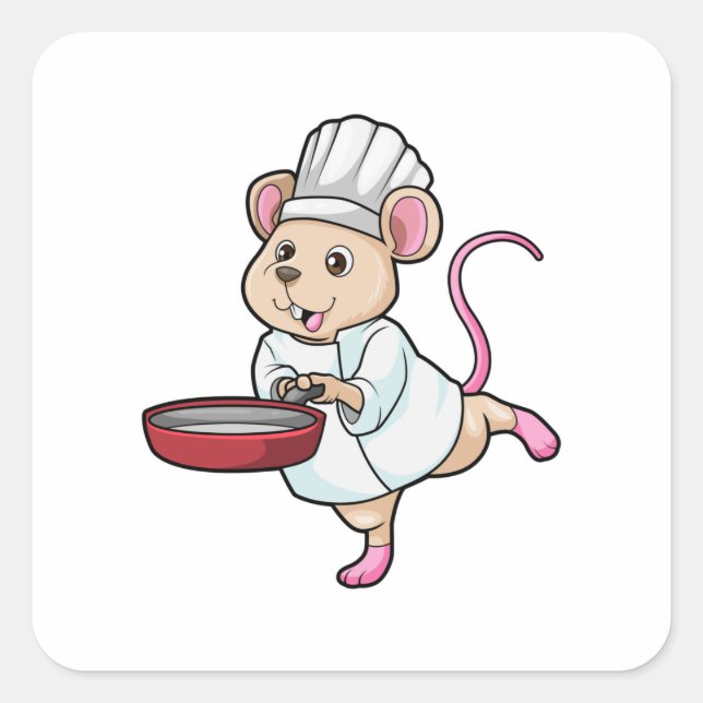 Rat as Cook with Pan & Cooking hat Square Sticker (Front)