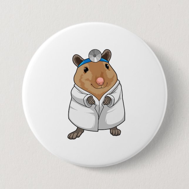 Rat as Doctor with Doctor's coat 7.5 Cm Round Badge (Front)