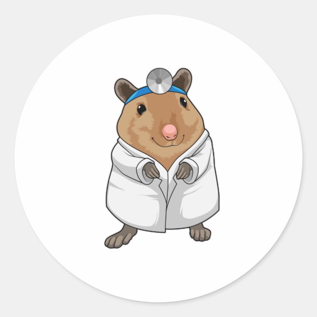 Rat as Doctor with Doctor's coat Classic Round Sticker (Front)