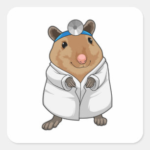 Rat as Doctor with Doctor's coat Square Sticker