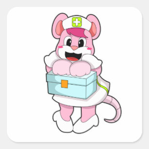 Rat as Nurse with Box Square Sticker