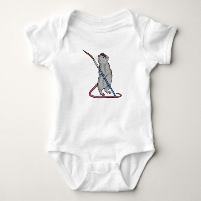 Rat as Painter with Paint brush Baby Bodysuit (Front)