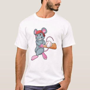 Rat at Baseball with Baseball bat & Helmet T-Shirt