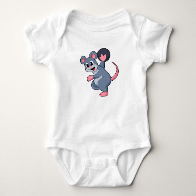 Rat at Bowling with Bowling ball Baby Bodysuit (Front)