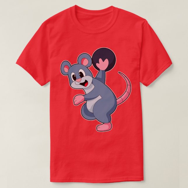 Rat at Bowling with Bowling ball T-Shirt (Design Front)