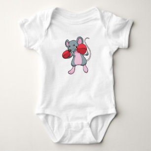 Rat at Boxing with Boxing gloves Baby Bodysuit
