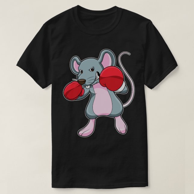 Rat at Boxing with Boxing gloves T-Shirt (Design Front)