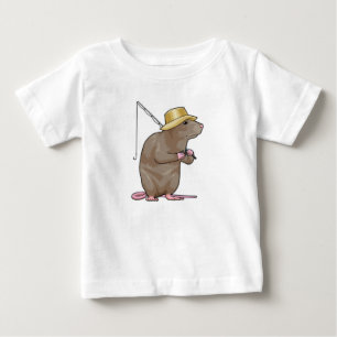 Rat at Fishing with Fishing rod Baby T-Shirt