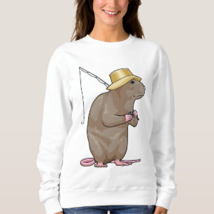 Rat at Fishing with Fishing rod Sweatshirt