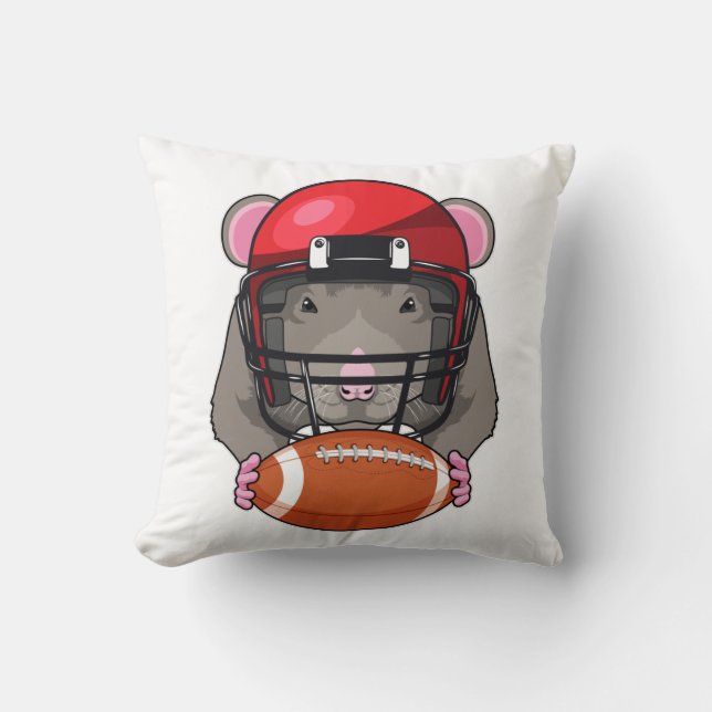Rat at Football Sports Cushion (Front)