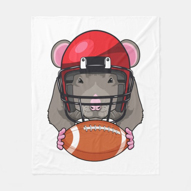 Rat at Football Sports Fleece Blanket (Front)