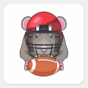 Rat at Football Sports Square Sticker
