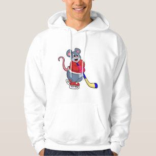 Rat at Ice hockey with Ice hockey stick Hoodie