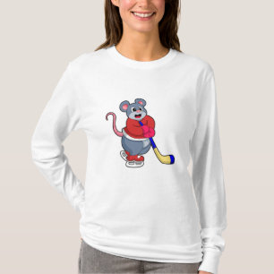 Rat at Ice hockey with Ice hockey stick T-Shirt