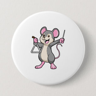 Rat at Music with Triangel 7.5 Cm Round Badge