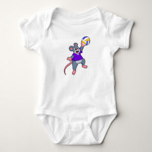 Rat at Volleyball Sports Baby Bodysuit