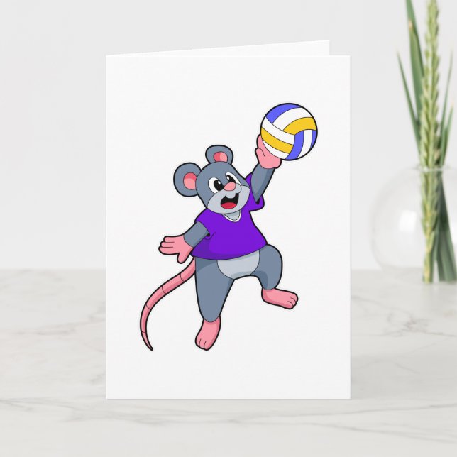 Rat at Volleyball Sports Card (Front)