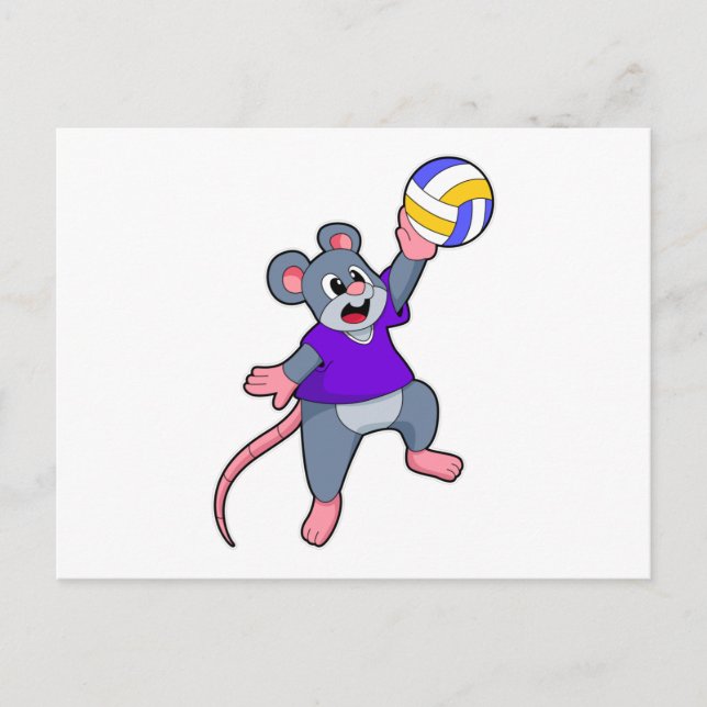 Rat at Volleyball Sports Postcard (Front)