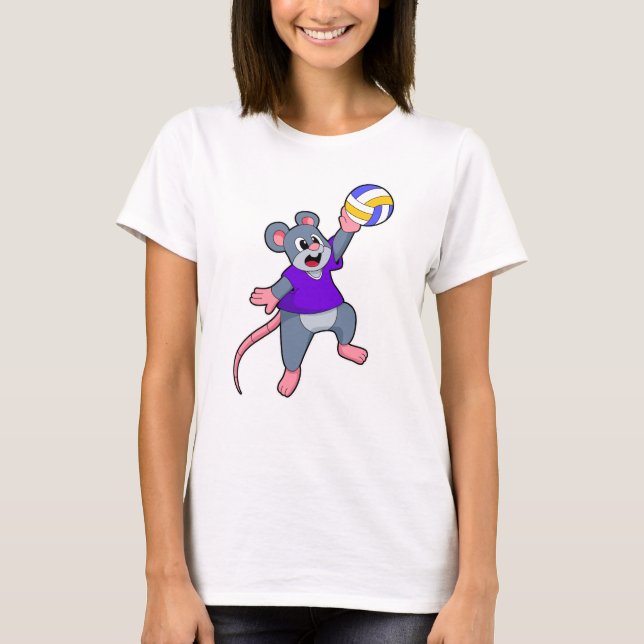 Rat at Volleyball Sports T-Shirt (Front)