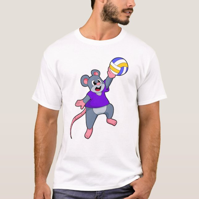 Rat at Volleyball Sports T-Shirt (Front)