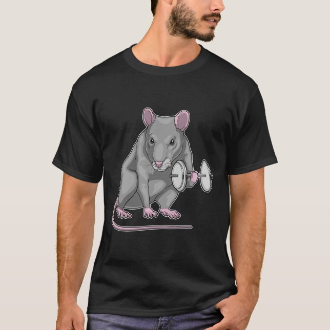 Rat Bodybuilding Dumbbell T-Shirt (Front)