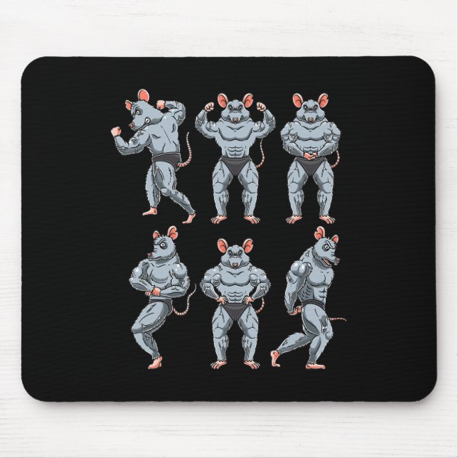 Rat Bodybuilding Fitness Gym Motivation Bodybuilde Mouse Mat (Front)
