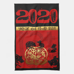 Rat Chinese custom New Year Zodiac Birthday KT Tea Towel