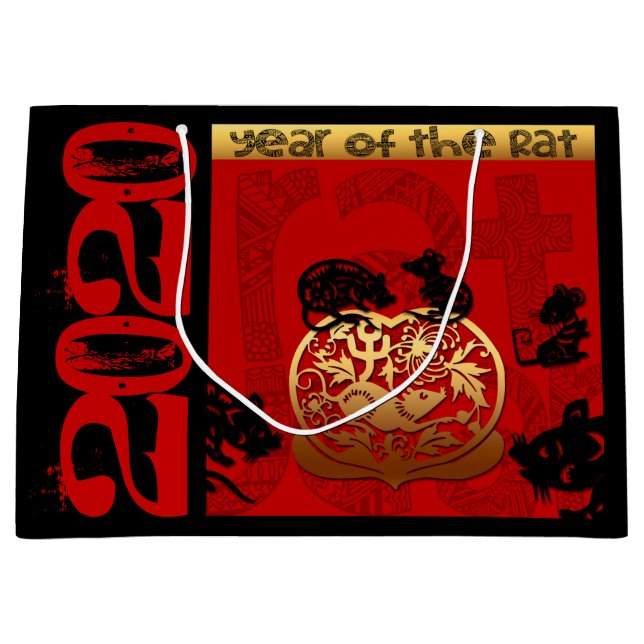 Rat Chinese custom New Year Zodiac Bithday LGB Large Gift Bag (Front)