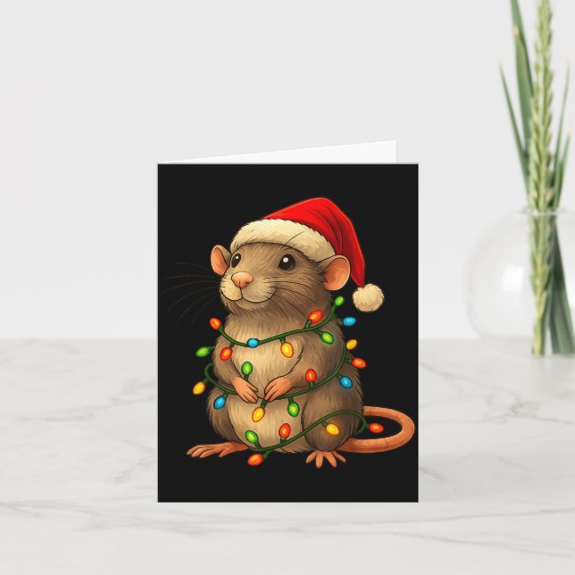 Rat Christmas Pajama Funny Xmas Lights Animals Lov Card (Front)