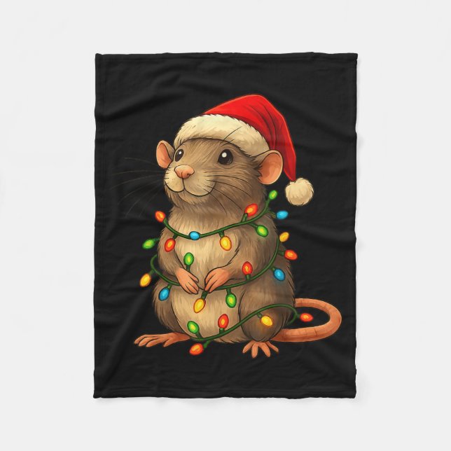 Rat Christmas Pajama Funny Xmas Lights Animals Lov Fleece Blanket (Front)