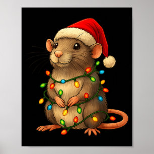 Rat Christmas Pajama Funny Xmas Lights Animals Lov Poster