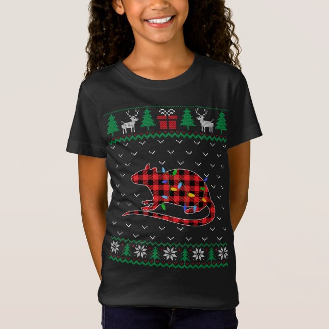 Rat Christmas Tree Lights Decoration Xmas Sweater  (Front)