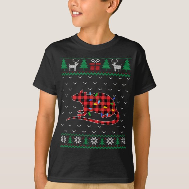 Rat Christmas Tree Lights Decoration Xmas Sweater  (Front)