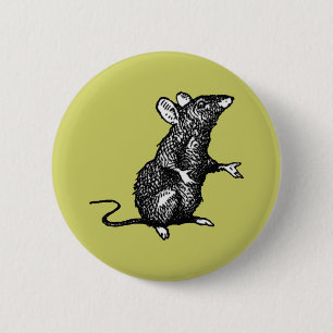 "rat face" - 6 cm round badge