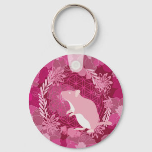 rat,flower of life, rose, mandala,zen,chakra,patte key ring