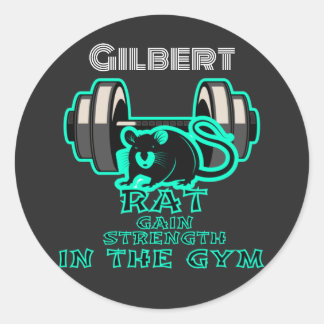 rat gain strength in the gym, Cool Gym personalise Classic Round Sticker