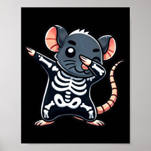 Rat Halloween Skeleton Kids Women Men Rat Poster