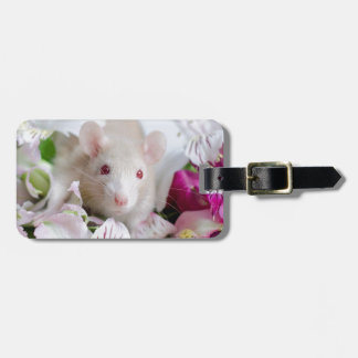 Rat in flowers. luggage tag