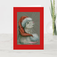 Rat in Santa Hat Christmas Card