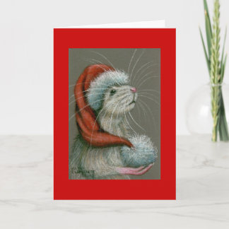 Rat in Santa Hat Christmas Card