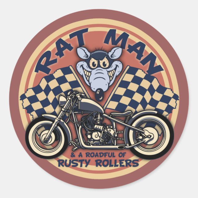 Rat Man Roadful Classic Round Sticker (Front)