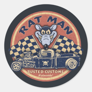 Rat Man Rusted Customs Classic Round Sticker