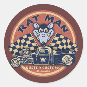 Rat Man Rusted Customs Classic Round Sticker