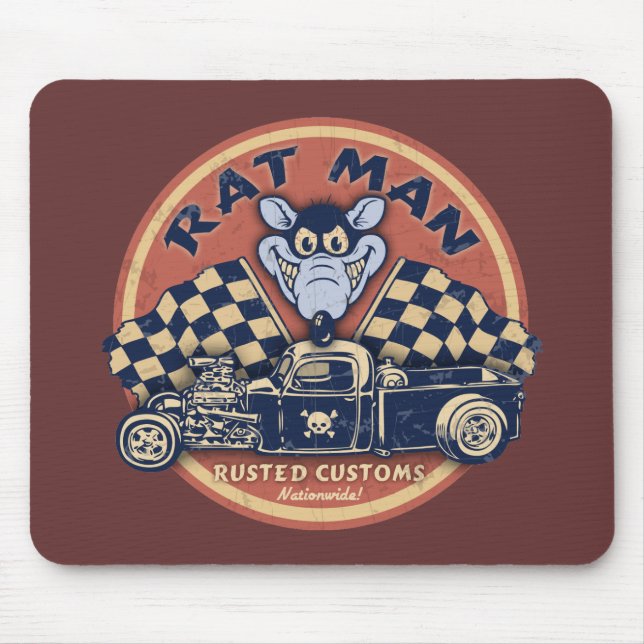 Rat Man Rusted Customs Mouse Mat (Front)
