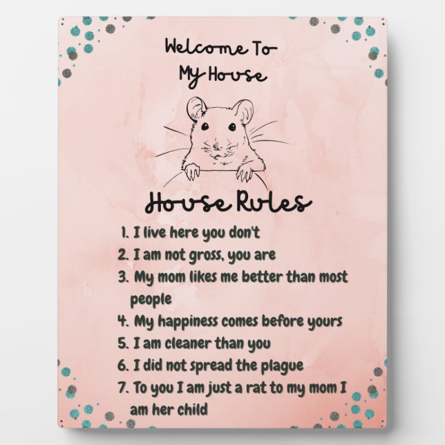 Rat Mum: Pet Rat House Rules Décor Plaque (Front)
