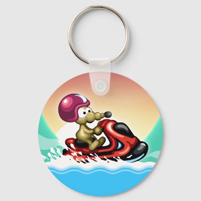 Rat on a Jet Ski Keychain (Front)