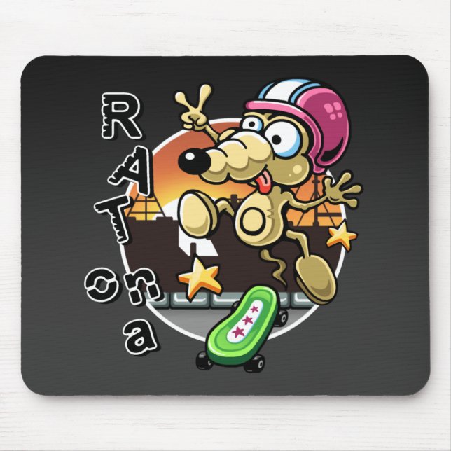 Rat on a Skateboard Mousepad (Front)
