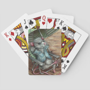 Rat on beach playing cards