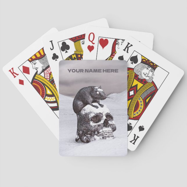 Rat on skull in snow playing cards (Back)